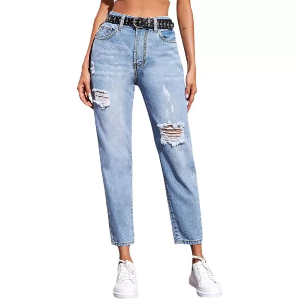 SweatyRocks Women's Ripped Boyfriend Jeans Distressed Denim Ankle Length Jeans