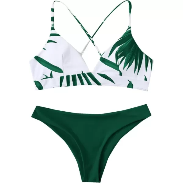 SweatyRocks Women's Sexy Bathing Suit Floral Print Cross Back Bikini Set Swimsuits