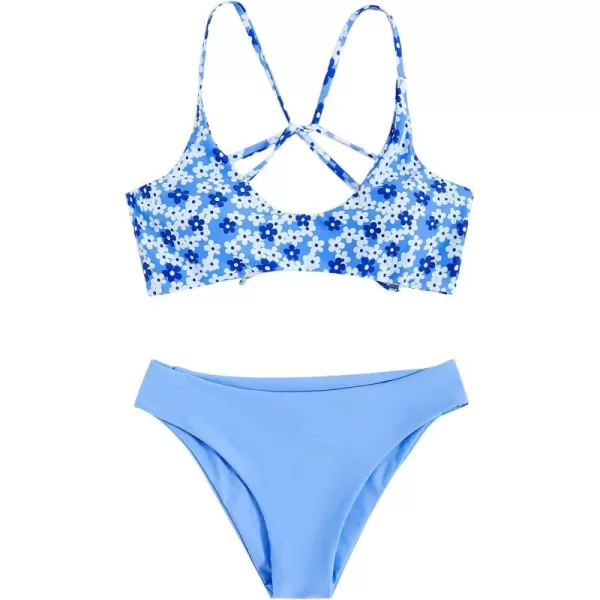 SweatyRocks Women's Sexy Bathing Suit Floral Print Cross Back Bikini Set Swimsuits