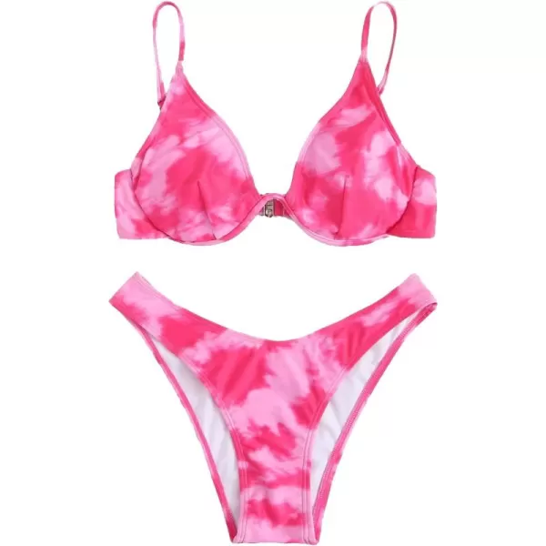 SweatyRocks Women's Sexy Bathing Suits Spaghetti Strap Floral Bikini Set Underwire Swimsuit