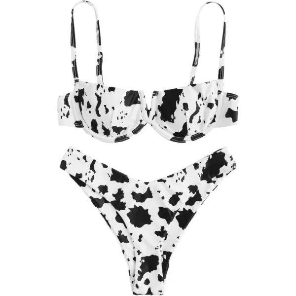 SweatyRocks Women's Sexy Bathing Suits Spaghetti Strap Floral Bikini Set Underwire Swimsuit