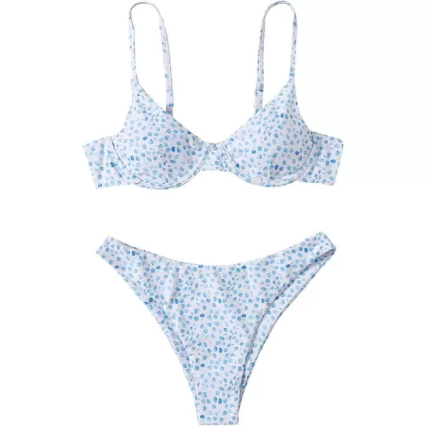 SweatyRocks Women's Sexy Bathing Suits Spaghetti Strap Floral Bikini Set Underwire Swimsuit