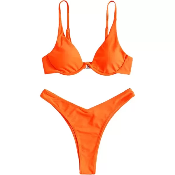 SweatyRocks Women's Sexy Bathing Suits Spaghetti Strap Floral Bikini Set Underwire Swimsuit