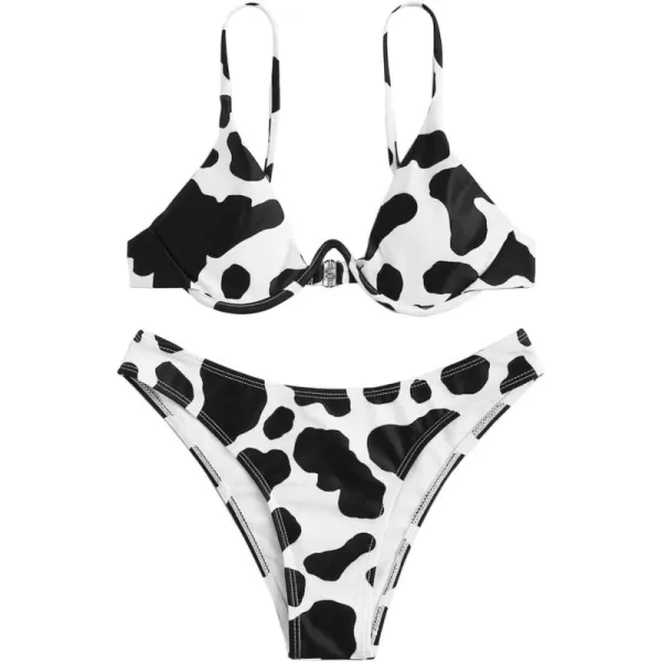SweatyRocks Women's Sexy Bathing Suits Spaghetti Strap Floral Bikini Set Underwire Swimsuit