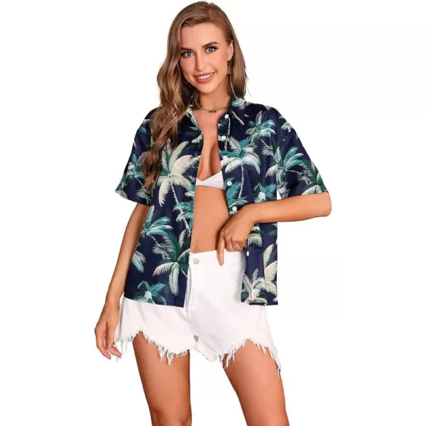 SweatyRocks Women's Short Sleeve Cute Print Button Down Shirt Tops