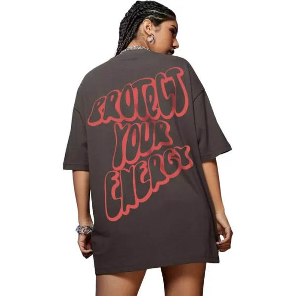 SweatyRocks Women's Short Sleeve Round Neck Tee Graphic Oversized T-Shirt