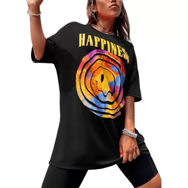 SweatyRocks Women's Short Sleeve Round Neck Tee Graphic Oversized T-Shirt