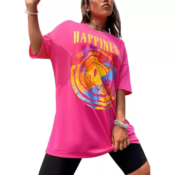 SweatyRocks Women's Short Sleeve Round Neck Tee Graphic Oversized T-Shirt