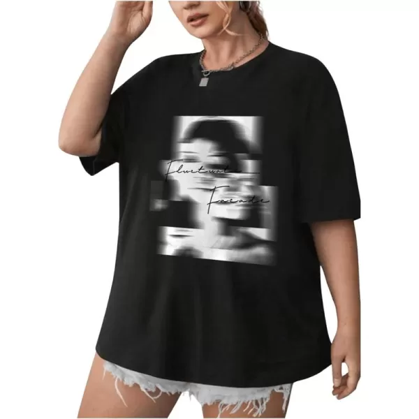 SweatyRocks Women's Short Sleeve Round Neck Tee Graphic Oversized T-Shirt