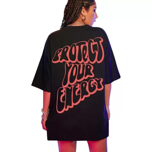 SweatyRocks Women's Short Sleeve Round Neck Tee Graphic Oversized T-Shirt