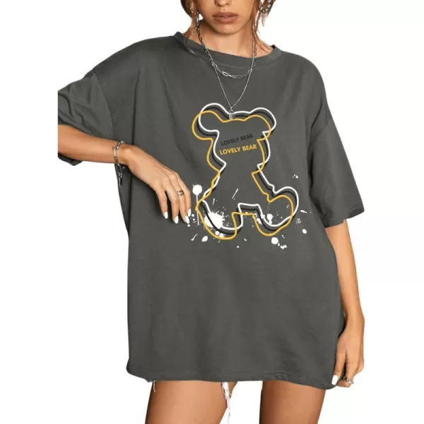 SweatyRocks Women's Short Sleeve Round Neck Tee Graphic Oversized T-Shirt