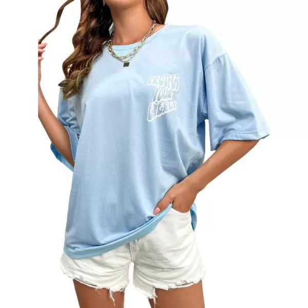SweatyRocks Women's Short Sleeve Round Neck Tee Graphic Oversized T-Shirt