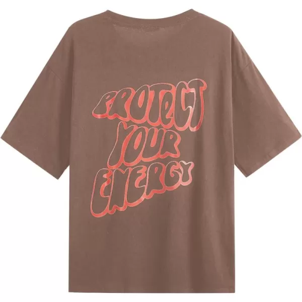 SweatyRocks Women's Short Sleeve Round Neck Tee Graphic Oversized T-Shirt