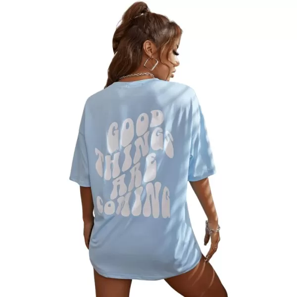 SweatyRocks Women's Short Sleeve Round Neck Tee Graphic Oversized T-Shirt