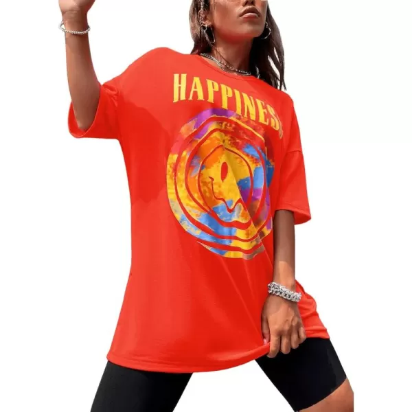 SweatyRocks Women's Short Sleeve Round Neck Tee Graphic Oversized T-Shirt