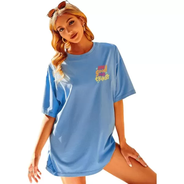 SweatyRocks Women's Short Sleeve Round Neck Tee Graphic Oversized T-Shirt