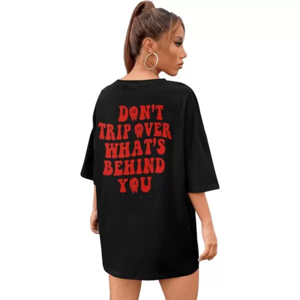 SweatyRocks Women's Short Sleeve Round Neck Tee Graphic Oversized T-Shirt