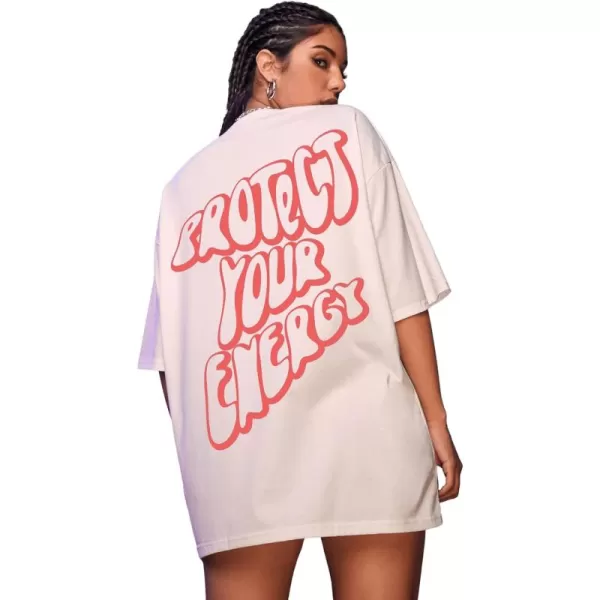 SweatyRocks Women's Short Sleeve Round Neck Tee Graphic Oversized T-Shirt