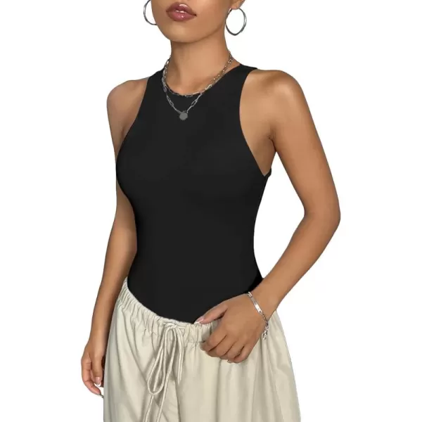 SweatyRocks Women's Sleeveless Round Neck High Stretch Basic Bodysuit Tank Top Shapewear