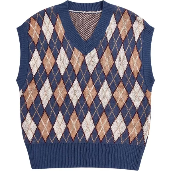 SweatyRocks Women's Sleeveless V Neck Knit Sweater Vest Houndstooth Crop Tank Top