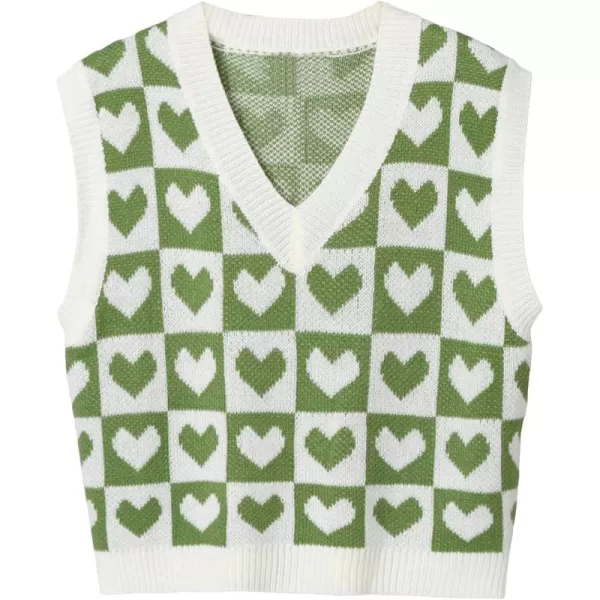 SweatyRocks Women's Sleeveless V Neck Knit Sweater Vest Houndstooth Crop Tank Top
