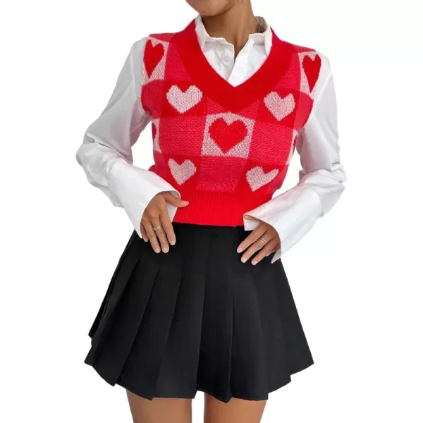 SweatyRocks Women's Sleeveless V Neck Knit Sweater Vest Skull Print Crop Tank Top