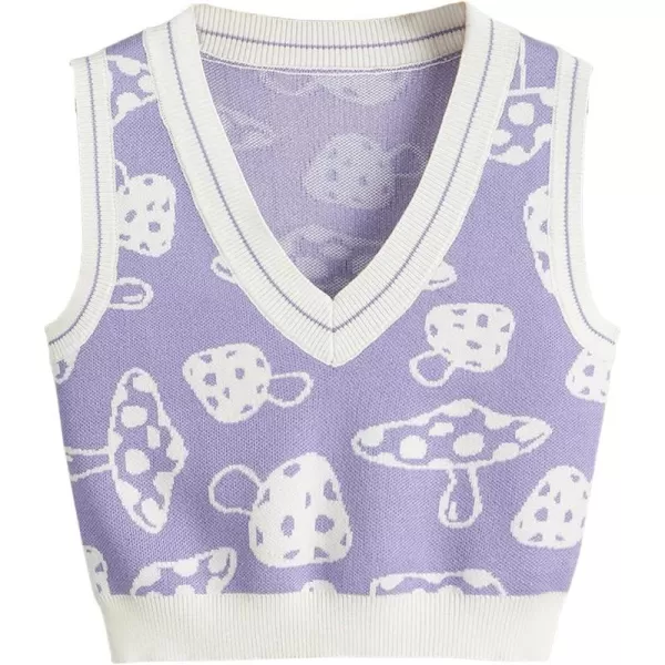 SweatyRocks Women's Sleeveless V Neck Knit Sweater Vest Skull Print Crop Tank Top