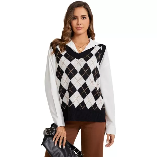 SweatyRocks Women's Sleeveless V Neck Ribbed Knit Split Pullover Sweater Vest