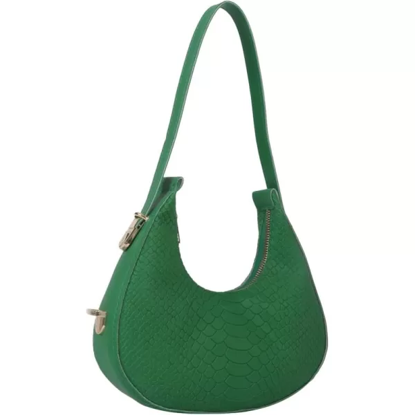 SweatyRocks Women's Snakeskin Embossed Hobo Bag Adjustable Strap Shoulder Handbag Solid Clutch Purse Round Bags