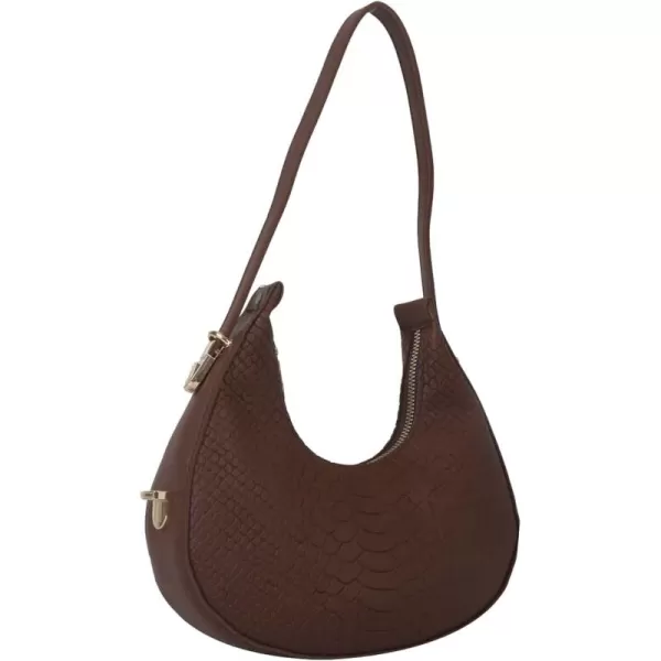 SweatyRocks Women's Snakeskin Embossed Hobo Bag Adjustable Strap Shoulder Handbag Solid Clutch Purse Round Bags