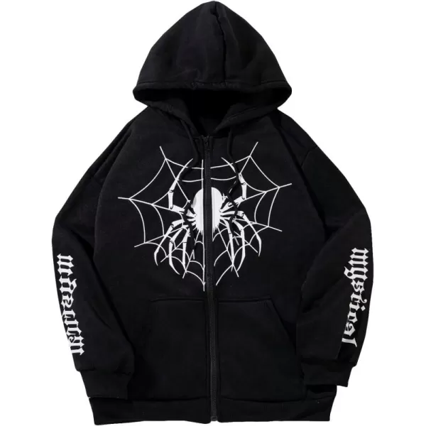 SweatyRocks Women's Star Print Zip Up Oversize Long Sleeve Casual Pocket Drawstring Hoodie