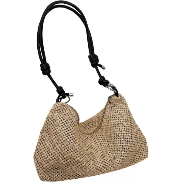 SweatyRocks Women's Straw Bag Paper Knot Strap Handle Zipper Shoulder Bag Summer Beach Weave Tote Bags