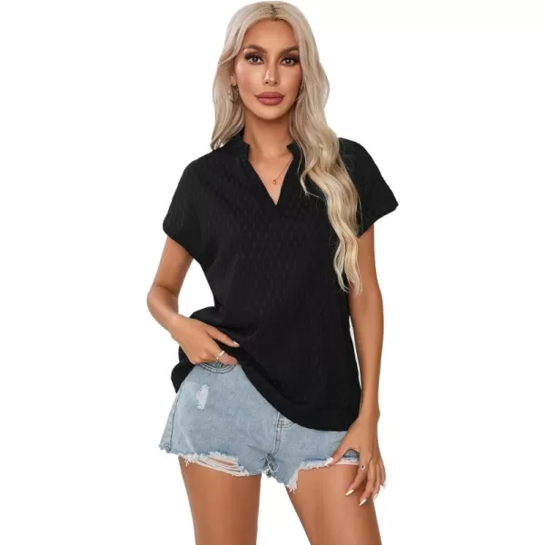 SweatyRocks Women's Summer Dressy Casual Blouse Short Sleeve V Neck Work Blouse Top