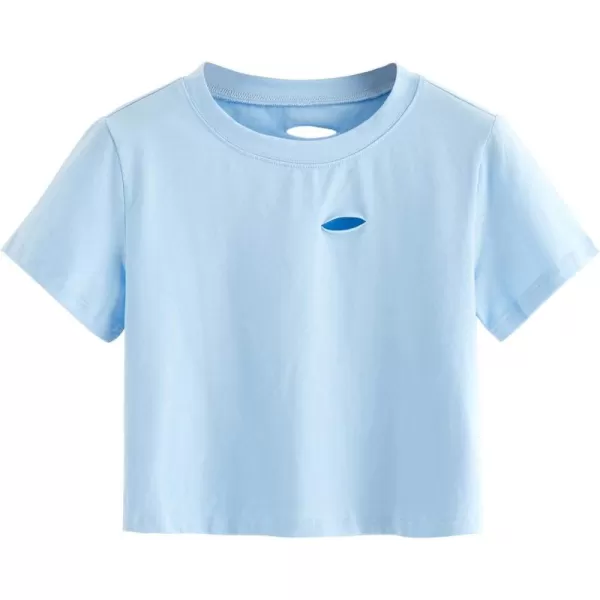 SweatyRocks Women's Summer Short Sleeve Tee Distressed Ripped Crop T-Shirt Tops
