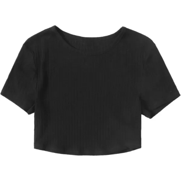 SweatyRocks Women's Summer Short Sleeve Tee Distressed Ripped Crop T-Shirt Tops