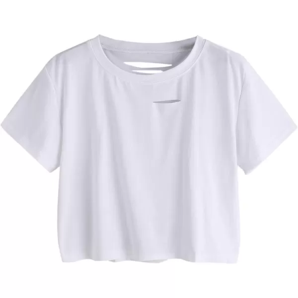 SweatyRocks Women's Summer Short Sleeve Tee Distressed Ripped Crop T-Shirt Tops
