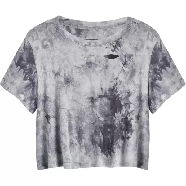 SweatyRocks Women's Summer Short Sleeve Tee Distressed Ripped Crop T-Shirt Tops