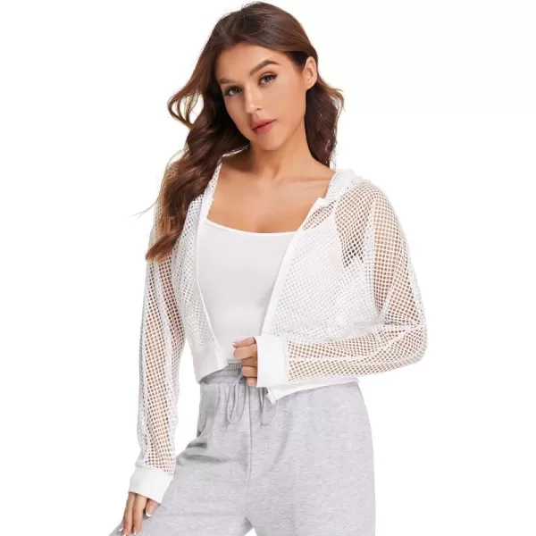 SweatyRocks Women's Summer Zip Up Light Weight Long Sleeve Mesh Bomber Jacket