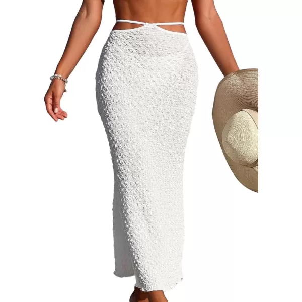 SweatyRocks Women's Textured Cut Out Cover Up Skirt Slim Fit Tie Back Long Beach Skirts