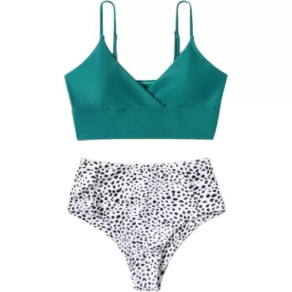 SweatyRocks Women's Two Pieces Swimsuit Solid Color Tie Side Top High Waisted Bikini Set