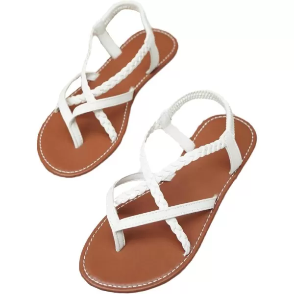 SweatyRocks Women's Vacation Thong Sandals Braid Strappy Beach Flat Sandals