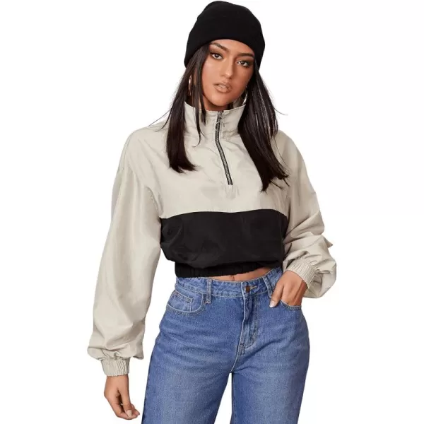 SweatyRocks Women's Windbreaker,Half Zip