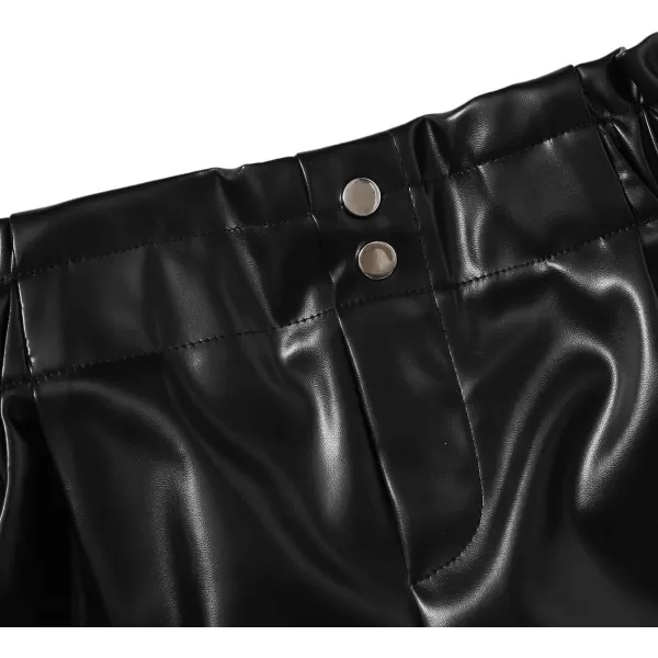 SweatyRocks Girl's Faux Leather Shorts Casual Elastic Waist Dressy Shorts with Pocket
