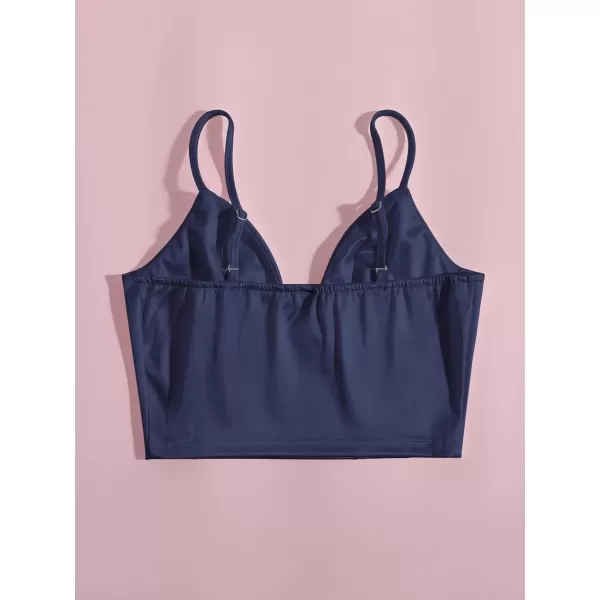 SweatyRocks Women's Basic Spaghetti Strap Slim Fit Bustier Satin Cami Crop Top