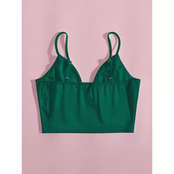 SweatyRocks Women's Basic Spaghetti Strap Slim Fit Bustier Satin Cami Crop Top