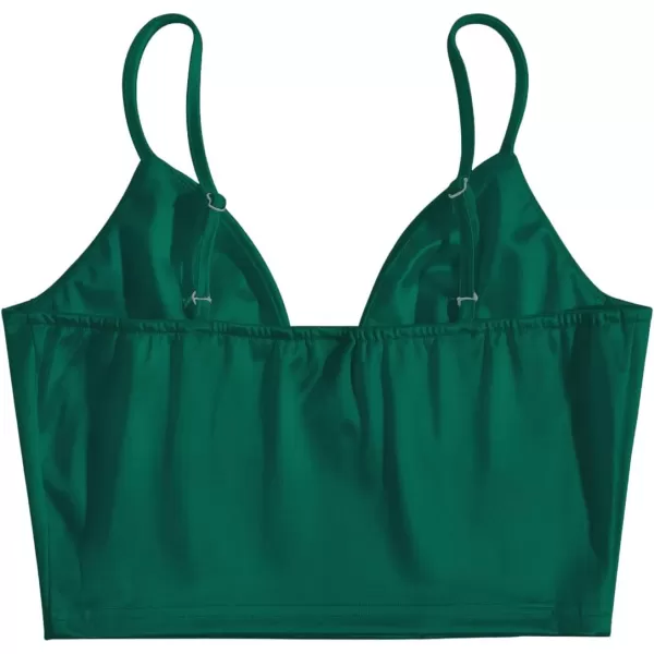 SweatyRocks Women's Basic Spaghetti Strap Slim Fit Bustier Satin Cami Crop Top