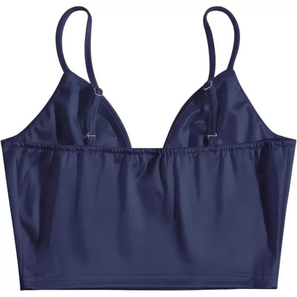 SweatyRocks Women's Basic Spaghetti Strap Slim Fit Bustier Satin Cami Crop Top