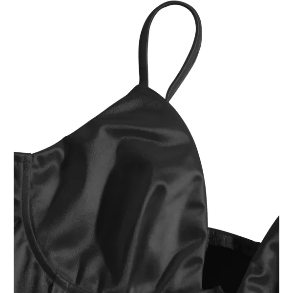 SweatyRocks Women's Basic Spaghetti Strap Slim Fit Bustier Satin Cami Crop Top