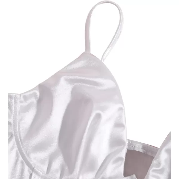 SweatyRocks Women's Basic Spaghetti Strap Slim Fit Bustier Satin Cami Crop Top