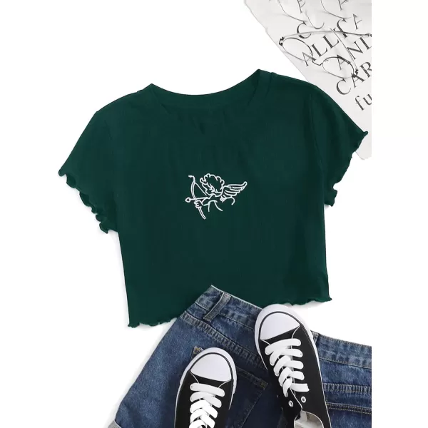 SweatyRocks Women's Cactus Print Crop Top Summer Short Sleeve Graphic T-Shirts